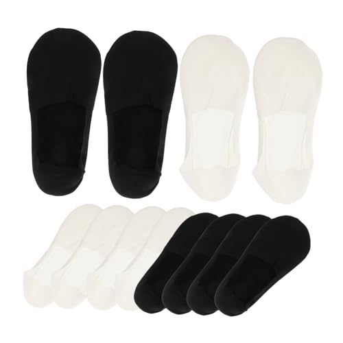 DEARMAMY 6 pares Calcetines Invisibles Hombre Bajos Transpirables Verano Sin Mostrar Cómodos Negro Blanco Unisex