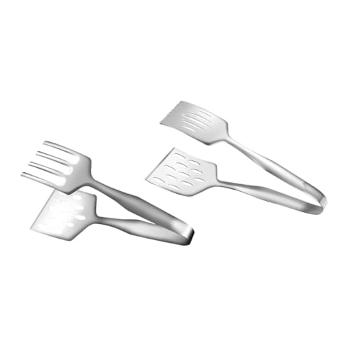 Beaupretty 2個 多機能ステーキクランプ フードグ ステンレス製耐錆設計 長柄で 調理 焼肉用キッチンツール