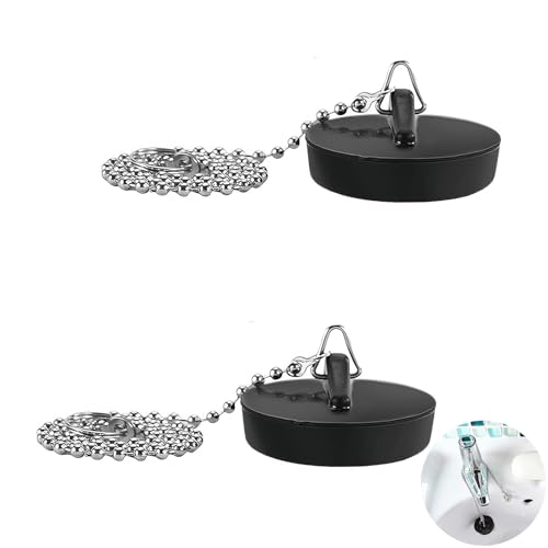 2 Stück Badewannenstöpsel, Abflussstopfen, Stöpsel Waschbecken, Waschbeckenstöpsel Gummi Mit 40cm Kette, für Spülbecken für Küchenspüle Badewanne Bad