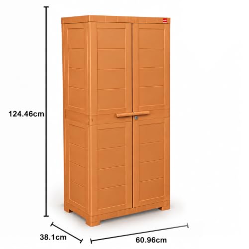Image of Cello Novelty Big Bookshelf, Sandalwood Brown | 2 Dustproof Doors | Space Saving Cupboard | Plastic Book Shelf | Multipurpose Book Shelf for Home, Office | Book Organizer for Library
