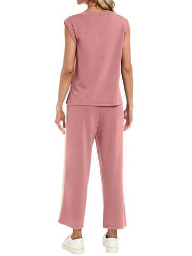 YOKGO Two Piece Sets for Women Summer Outfits V Neck Lounge Sets Business Casual Vacation Travel Matching Set — view 6