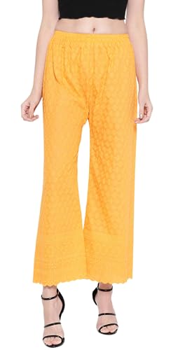 Image of Vastraa Fusion Women's Regular Fit Cotton Chikan Palazzo
