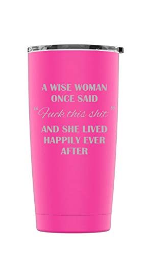 Buy 1 get 1 Stainless Steel Powder Coated 20 oz Tumbler Splash Proof Lid 2 Straws, Triple Wall Vacuum Insulated, Mug Coffee Cup Travel, Camping, Work, Gym Hot Cold Drinks (Pink, Wise Woman)