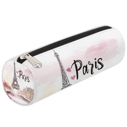 Mexpekil Belle trousse à crayons ronde avec motif Tour Eiffel de Paris pour enfants, garçons et filles