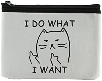 I Do What I Want Cute Cat Coin Purse Wallet Pouch For Women | Small Card Change Bag With Zipper | Mini Travel Purse For ID Case | Makeup Card Novelty Bag