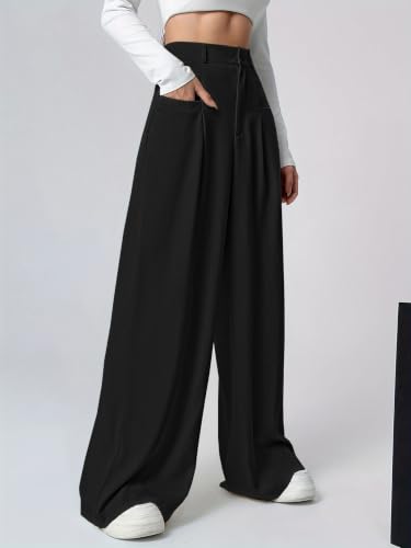Image of GRECIILOOKS Trousers for Woman | Womens High Rise High Waist Flared Korean Style | Formal Pant for Women Office Wear| Track Pants for Womans Elegant for College & Events (Available in Plus Size)