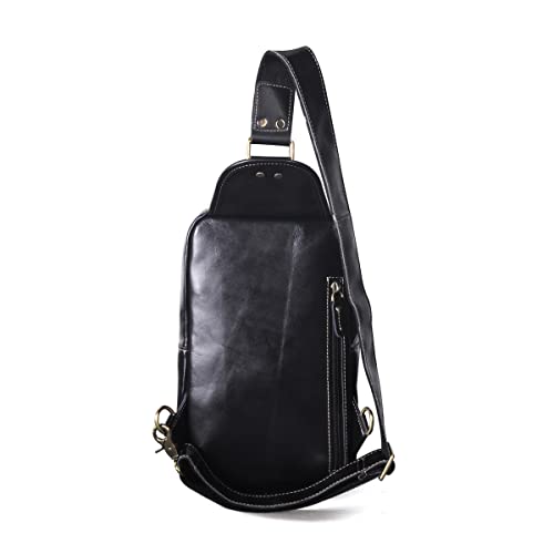 Mens Unisex Genuine Leather Messenger Bag Outdoor Cross Body Shoulder Chest Backpack Sling one Shoulder Day Pack Bag4