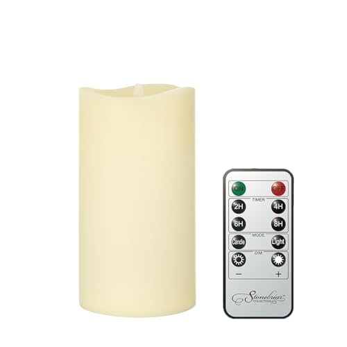 Image of Stonebriar 6 Count Ivory Real Wax 3x6 Flameless LED Pillar Candles with Remote and Timer
