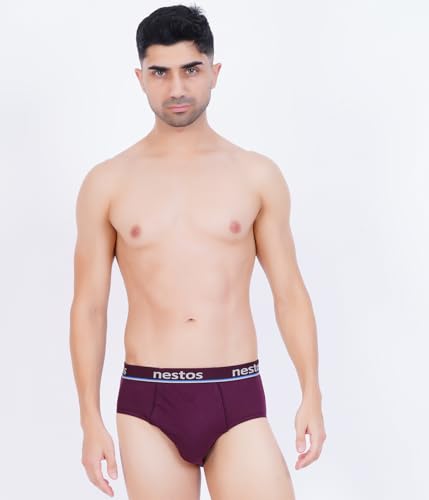 Image of Nestos Men's Cotton Solid Outer Elastic Brief Pack of 5 (Multicolor)