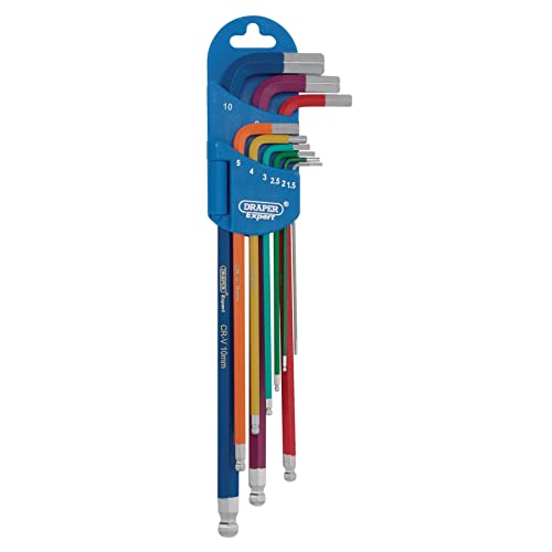 Image of Draper 66134 Metric Coloured Extra Long Hexagon and Ball End Key 9 Keys Set