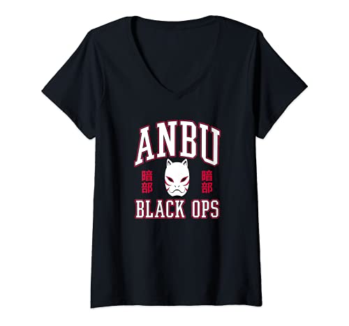 Womens Naruto Shippuden Anbu Black Ops with Mask V-Neck T-Shirt