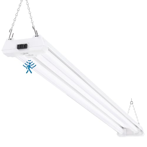Sunco Motion Sensor 4ft LED Shop Light, Garage Lights Ceiling LED Plug-in Fixtures, 40W, 5000K...