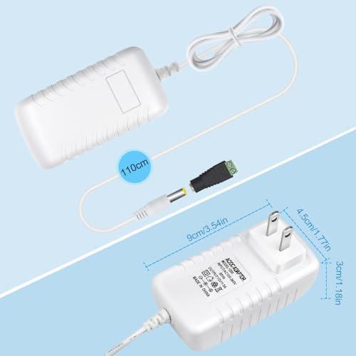 Image of 12V Power Supply, 12 Volt 3A 36W DC Power Supply, White LED Power Adapter, AC 110V to 12V Wall Mounted Transformer Plug for LED Strip Lights with 5.5 /2.1 DC Female Connector, 3 Pack