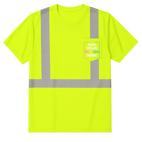 Reflective Hi Vis Custom Shirt for Men, Moisture Wicking Shirts, Hi Visibility ANSI 107 Safety Business Construction Utility2