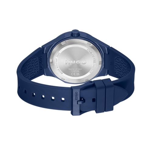 Image of HUGO BOSS Rubber Lit for Him Qtz Basic Blue Round Dial Men's Analog Watch|Blue Silicone Material|Blue Color Band - 1530344