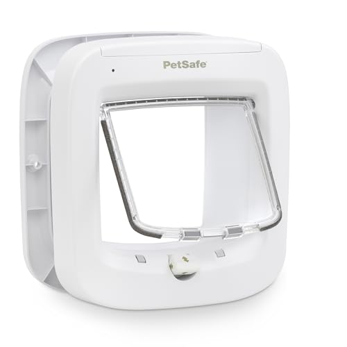 PetSafe Microchip Cat Door, Exterior or Interior Pet Door - Multi-User RFID Access Up to 40 Pets, 4-Way Locking, Weatherproof, DIY Easy Install, Hardware Kit; Privacy for Cat Litter Box or Pet Feeder
