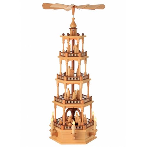 Seiffener Volkskunst Weihnachspyramide Natur 4-stöckig mit Christi...