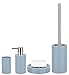 Produktbild Spirella Badezimmer Set, 4-teiliges Badzubehör aus Porzellan Tube Seifenspender, Seifenschale, WC Bürste und Zahnputzbecher Hellblau
