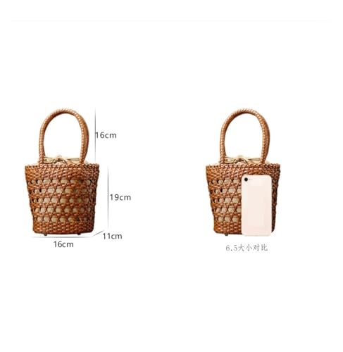 Bucket Women's Bag Messenger Shoulder Bag Cowhide Hollow Woven Bag Summer Casual Inner Fabric Vintag Shopping Bag(A3)2