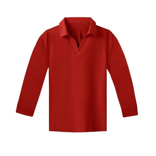 Girls' Shirts Long Sleeve School Uniform Casual Solid Color V Neck Pullover Top2