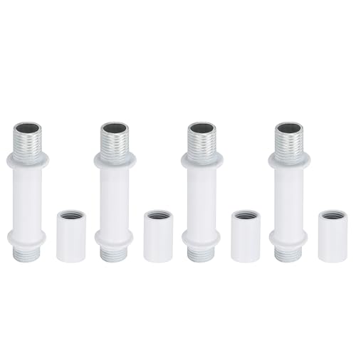 Image of PATIKIL Straight Pipe Lamp Stems Rod Kit, 4Set M10 Carbon Steel 40mm(1.57 inch) Long Double End Thread Rod with Coupling Nuts Sleeve Connector for Table Lamps Chandeliers, White