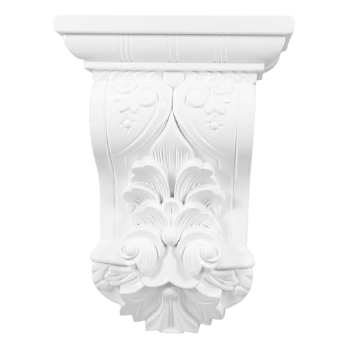 GLEAVI Ménsula Decorativa Blanca Autoadhesiva de ABS de Alta Densidad Soporte Tallado Estilo Romano para Decoración Interior y Exterior Ménsula para Pared Resistente y Lista para