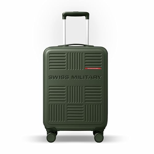 Image of SWISS MILITARY Polypropylene Spectrakey 8 Wheels 55cm Cabin Size Trolley Luggage, Hard Case 360 Rotatable Wheels, Anti Theft Zipper & Number Lock Suitcase for Travel, Men & Women, Small Olive 40L