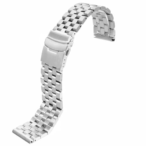 Image of Brushed Metal Watch Bands for Men Women Solid Stainless Steel Watch Band 18 /20 /22 /24 /26mm Watch Bracelet Strap Deployment Double Lock Deployment Buckle Black Silver Blue Gold