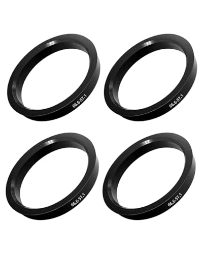 HUVZOR 4PCS Anillos de centrado de 66,6 a 57,1 mm,anillos de centrado de plástico compatibles Volkswagen, compatible Audi, anillos de centrado para llantas de aleación o llantas de acero