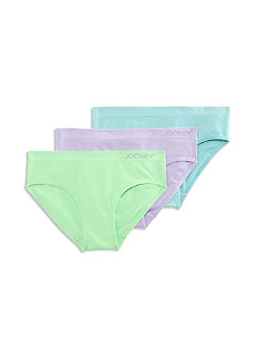 Jockey Women's Underwear Girl's Seamfree Bikini - 3 Pack, Pistachio/Blue Jade/Purple Prism, s