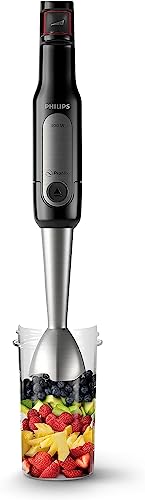Philips ProMix Viva Collection 300W Hand Blender, SpeedTouch Mixing Power, ProMix Technology, Easy and Intuitive, On The Go Glass, Black, (HR2627/91)