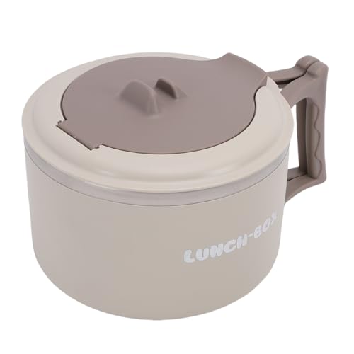 Cuenco ramen de acero inoxidable compacto y portátil color beige 4