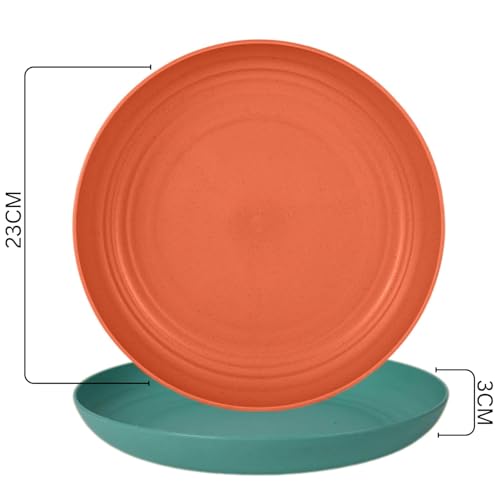 Image of Wheat Straw Dinner Plate Set, Eco-Friendly Dinner Set Round Serving Plate, Dishwasher & Microwave Safe - Perfect for Dinner Dishes Deep Plates Easy to Clean (MULTI-4PCS, 23 CM)