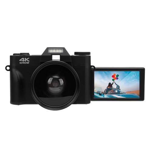 Cámara Digital para Fotografía, Cámara de Vlogging 4K 56MP con 3 Pulgadas IPS Táctil 270 Grados Rotación 16x Zoom Digital, Cámara de Viaje Compacta para Fotos y Videos