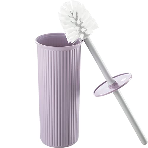 Image of Superio Ribbed Collection Toilet Bowl Brush and Holder Set, Decorative Plastic Bathroom Toilet Brush with Holder, Toilet Cleaner Scrubber, Lilac - 1 Pack