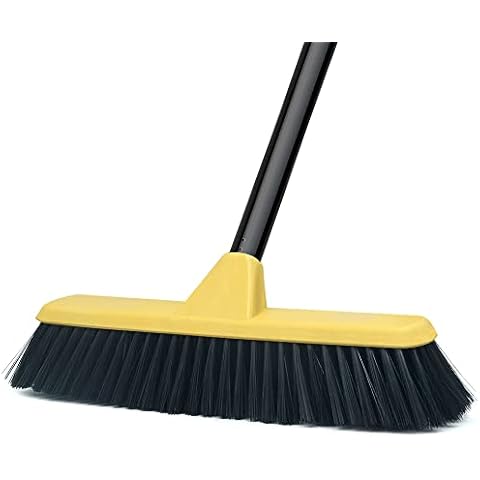 Floor Scrubbing Brush with Soft Bristles - 12.2 inch Wide - Floor Scrubber Indoor Long Handle Cleaning Brush Push Broom for Home Kitchen Bathroom Tub Decking Patio Grout Tile Cover