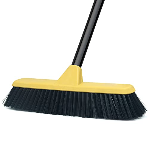 Push Broom with Long Handle Floor Brush 51.6 inch Soft Bristle Broom 12.2 Wide for Cleaning Bathroom Kitchen Patio Garage Deck Tile