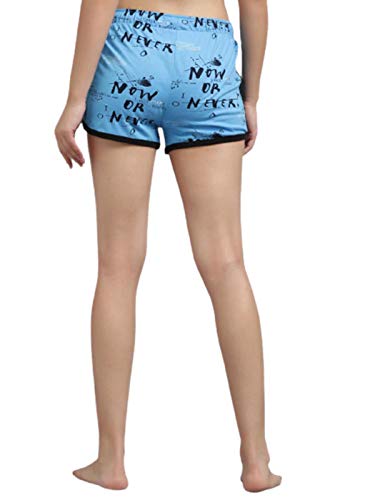 Image of KOTTY Pure Cotton Skyblue and Black Printed Women Night Short - Pack of 2