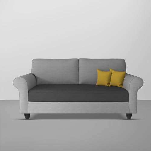 Image of BRAXTONE Aaron 2 Seater Sofa Set for Living Room (Black Grey Fabric) Premium Fabric Sofa