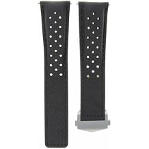 Ewatchparts Leather Watch Band Strap Clasp 20mm Compatible With Tag Heuer Carrera CV2010, Wh1111 Black