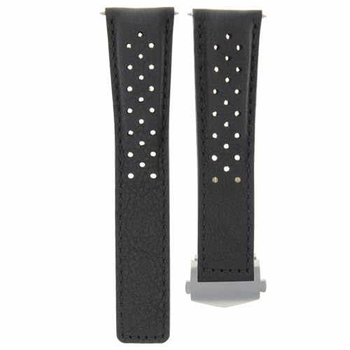 Image of Ewatchparts Leather Watch Band Strap Clasp 20mm Compatible With Tag Heuer Carrera CV2010, Wh1111 Black