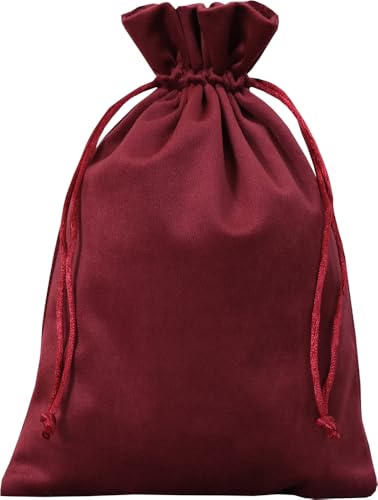 3 Samtsäckchen (Soft) 40x30 cm - Samtbeutel Geschenkbeutel Stoffbeutel Nikolaus Weihnachten Advent Dekoration (bordeaux)