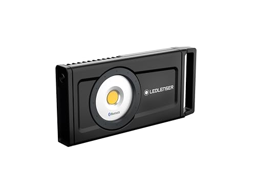 Ledlenser IF8R LED Baustrahler, Aufladbar, Lithium Akku, Kabellos, IP54, 4500 Lumen, Bluetooth Steuerung, Flexibler Standfuß Mit Magnet, Stativhalterung, USB Powerbank, Arbeitsleuchte, Flutlicht