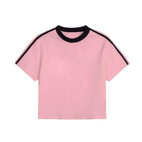 T-Shirt Court Raglan Femme Y2K Haut Slim Athlétique Décontracté