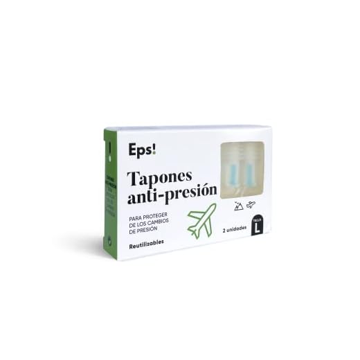 DEITERS - Eps! Tapones de Oídos Antipresión 2 Unidades, Talla L, Tapones Reutilizables y Moldeables, Protegen Cambios de Presión y Ruido, Protectores Oído, Accesorio para Viajar en Avión, Dormir Bien