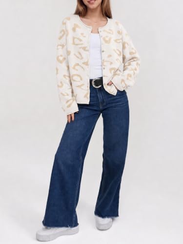 Image of Saodimallsu Womens Striped Cardigan Long Sleeve Button Down Knit Tops