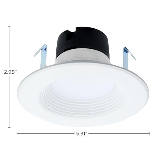 Satco S11838 6.5W LED Downlight Retrofit, 4 in. Stepped Baffle, CCT 2700K-5000K Warm White to Natural Light, 600 Lumens, Matte White, 12V, 50W Inc. Eq. Wet Location, cETLus Classified, RoHS by Satco - Used condition - Image 2