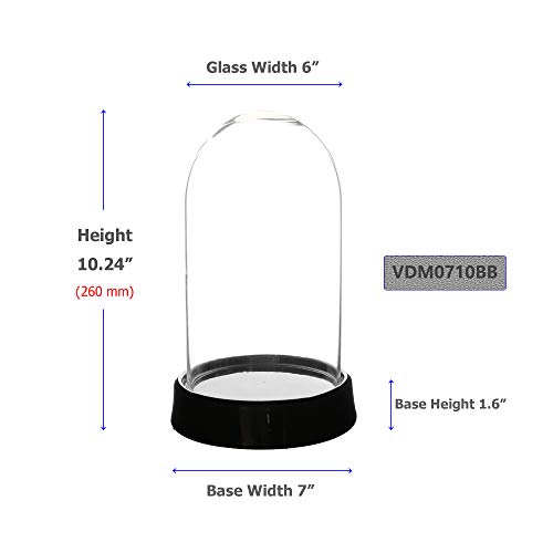 Wgv Glass Display Dome Cloche Bulk, Diameter 7", Height 10", Clear Bell Jar With Black Ceramic Base, Floral Dispaly, Decorative Display Case, Planter Terrarium For Event Home Decor, 4 Pieces #TOP1
