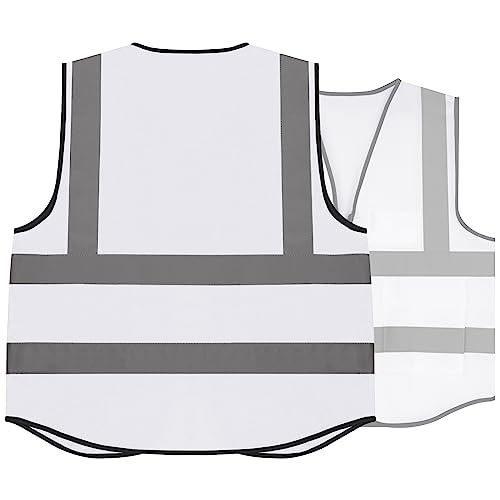 TOPTIE White Safety Vest, Incident Command Vest with 5 Pockets and High Visibility 2" Reflective Strips