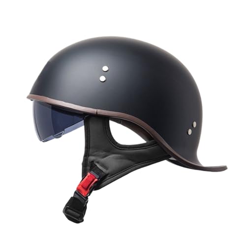 Casco de motocicleta de media cara negro con visor para offroad y scooter